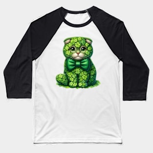 Clover Scottish Fold Cat St Patricks Day Baseball T-Shirt